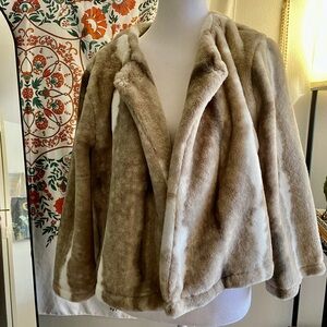 Nina Leonard Cream and Brown Teddy Jacket